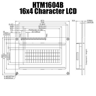 COB 16X4 znakowy moduł LCD LCD z białym podświetleniem bocznym HTM1604B