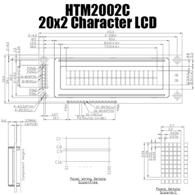 Praktyczny moduł znaków LCD 20x2, żółto-zielony moduł LCD STN HTM2002C