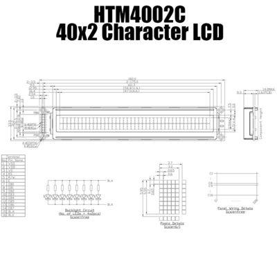 5V przemysłowy moduł wyświetlacza LCD 40x2 8 bitów HTM4002C