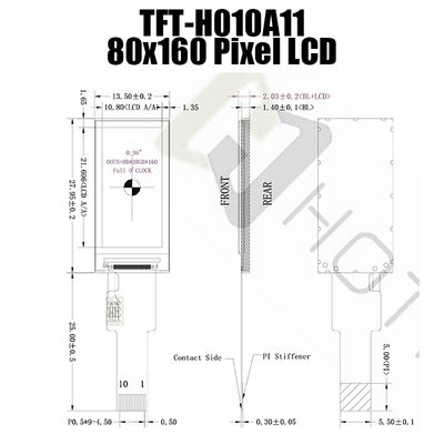 0,96-calowy pasek typu TFT LCD, SPI Czytelny w świetle słonecznym TFT 350 cd / m2