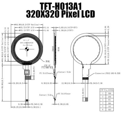 1,3-calowy okrągły wyświetlacz TFT IPS 320x320 Moduł wyświetlacza TFT LCD do urządzeń domowych