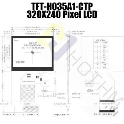 3,5-calowy panel dotykowy LCD TFT 320x240 do monitora Pcap oprzyrządowania pojazdu