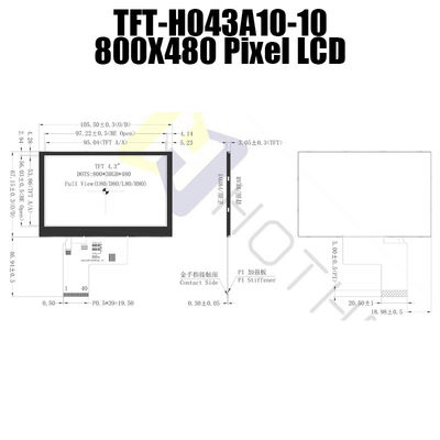 Czytelny w słońcu 4,3-calowy wyświetlacz TFT LCD 800x480 pikseli TFT-H043A10SVIST6N40