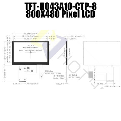 800x480 4,3-calowy moduł wyświetlacza TFT LCD Pojemnościowy moduł ekranu dotykowego Pcap Monitor