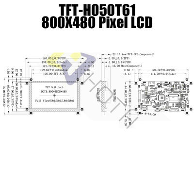 Przemysłowy moduł VGA HDMI LCD, 600cd / M2 5-calowy ekran LCD HDMI TFT-050T61SVHDVNSDC