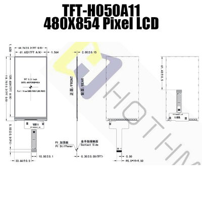 Pionowy 5-calowy wyświetlacz TFT LCD 480x854 punktów IC ST7701S/TFT-H050A11FWIST5N20