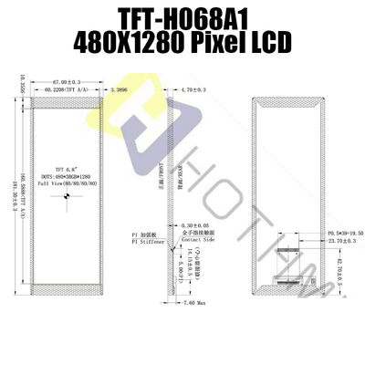 6,86 cala 480x1280 Bar Typ okrągły TFT LCD Czytelny w świetle słonecznym NV3051F1