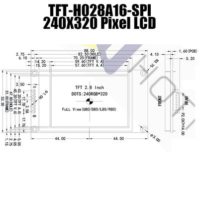 2,8-calowy moduł SPI TFT LCD 240x320 ST7789V Czytelny w świetle słonecznym TFT028A16-SPI