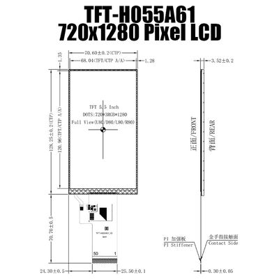 Wyświetlacz MIPI 720x1280 IPS TFT LCD 5,5 cala FT6336G/TFT-H055A61HDINVKN40