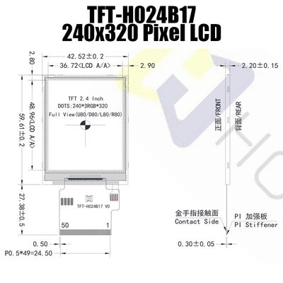 2,4-calowy moduł SPI TFT 240x320, IC ST7789 Czytelny w słońcu wyświetlacz LCD TFT-H024B17QVIST6N50