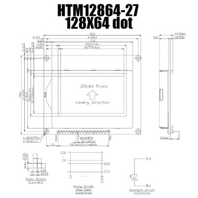 Moduł graficzny LCD 128X64 20PIN ST7565R z białym podświetleniem
