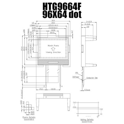 Graficzny LCD COG 96X64 ST7549 | FSTN + wyświetlacz z BIAŁYM podświetleniem/HTG9664F