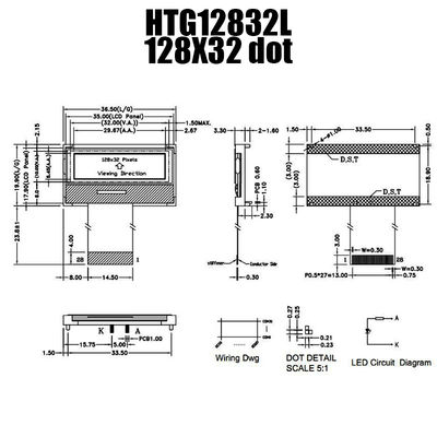 Graficzny LCD COG 128X32 ST7567 | STN + wyświetlacz z białym podświetleniem/HTG12832L
