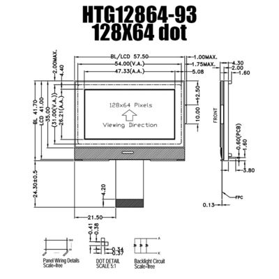 128X64 Szary moduł wyświetlacza LCD z białym podświetleniem bocznym HTG12864-93