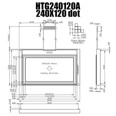 Moduł LCD 240X120 Grafika TFT z bocznym białym podświetleniem HTG240120A