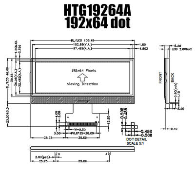 Moduł graficzny LCD 192X64 36PIN, układ IST3020 na szklanym wyświetlaczu HTG19264A