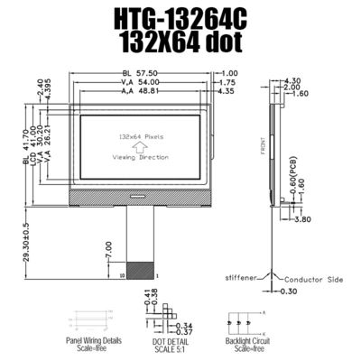 Przemysłowy moduł LCD COG 132x64, trwały wyświetlacz LCD SPI HTG13264C