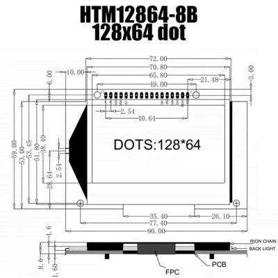 Graficzny wyświetlacz LCD SPI 128X64, ST7565R Żółty wyświetlacz LCD 128x64