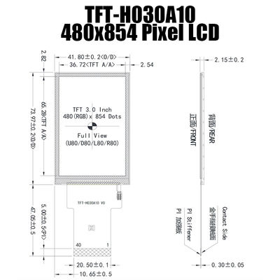 Panel wyświetlacza TFT o przekątnej 3,0 cala IPS 480x854 ST7703 do komputerów przemysłowych
