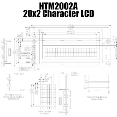 Moduł LCD znaków 20x2 MCU Praktyczny z zielonym podświetleniem HTM2002A