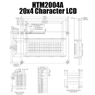 Znakowy ekran LCD oprzyrządowania 20x4 5x8 z kursorem HTM-2004A