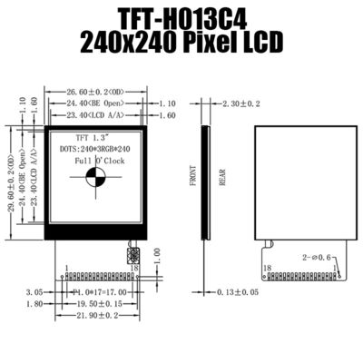 1,3-calowy TFT SPI LCD Niestandardowe rozwiązania wyświetlaczy 240x240 Kwadrat