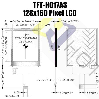1,77-calowy, czytelny w słońcu, rezystancyjny wyświetlacz TFT Kolorowy monitor TFT 128x160