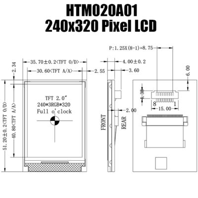 2,0-calowy wyświetlacz SPI TFT LCD Praktyczny wyświetlacz 240x320 HTM020A01