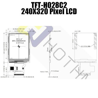 280cd / m2 2,8-calowy moduł wyświetlacza ciekłokrystalicznego, wyświetlacz panelu TFT 240x320 TFT-H028C2QVTST3N45