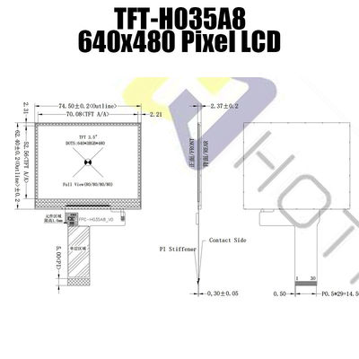 2,8 V 3,5-calowy wyświetlacz TFT LCD 640 x 480 pikseli TFT-H035A8VGIST6N30