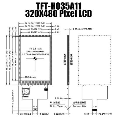 3,5-calowy wyświetlacz TFT 320x480 z monitorem Pcap Czytelny w świetle słonecznym moduł TFT Lcd