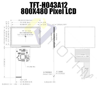 IC ST7262 Kolorowe 4,3-calowe moduły TFT LCD 800x480 TFT-H043A12SVILT5N40