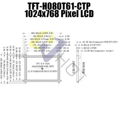 8-calowy panel LCD HDMI 1024x768 z pojemnościowym dotykiem TFT-080T61SVHDVNSDC