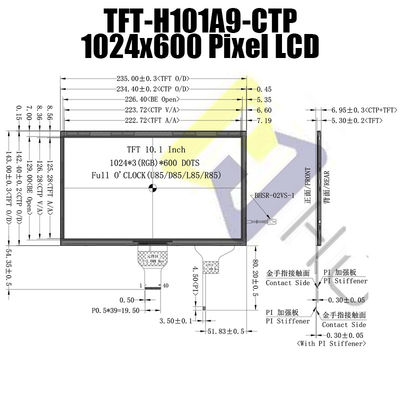 10,1 cala 1024x600 LVDS IPS Czytelny w świetle słonecznym moduł TFT LCD z monitorem Pcap