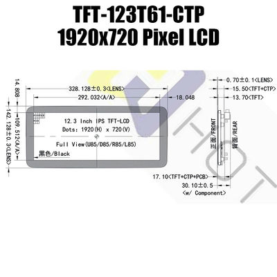 Moduł IPS TFT LCD HDMI 12,3 cala 1920x720 Czytelny w świetle słonecznym Monitor Pcap Wyświetlacz TFT
