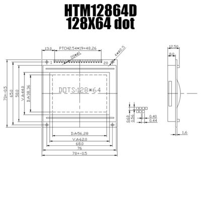 KS0108 Graficzny wyświetlacz LCD 128x64, biały podświetlany moduł graficzny LCD HTM12864D