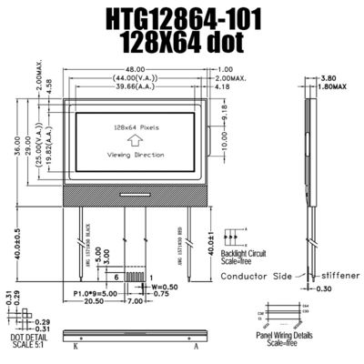 Wyświetlacz LCD COG 128X64, graficzny moduł LCD UC1601S HTG12864-101