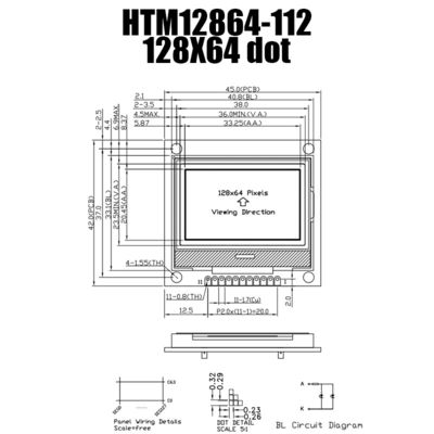 11-pinowy graficzny moduł LCD Wyświetlacz ciekłokrystaliczny zgodny z RoHS
