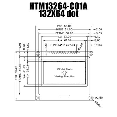 Graficzny moduł LCD 132X64 COG z szerokim kątem widzenia 6H Oclock