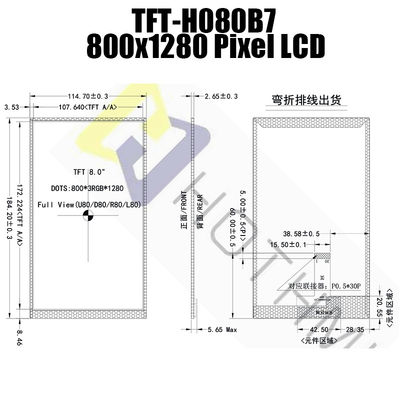 8,0-calowy wyświetlacz LCD IPS 800x1280 MIPI NV3051F1 Technologia Moduł TFT