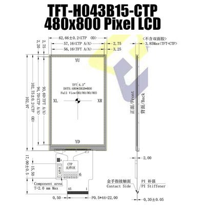 4,3-calowy pojemnościowy panel dotykowy IPS SPI Wyświetlacz TFT 480x800 Pcap Monitor