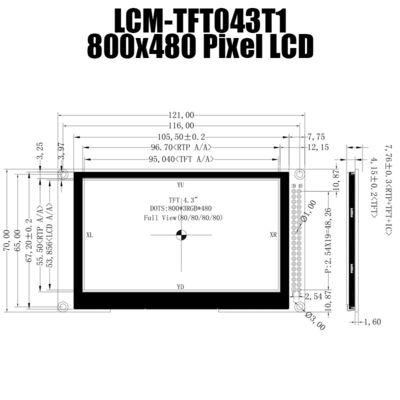 Panel LCD TFT 4,3 cala 800x480 IPS z płytą kontrolera SSD1963