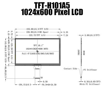 10,1-calowy wyświetlacz LCD 1024x600 IPS TFT Panel LCD Producent wyświetlacza TFT LCD