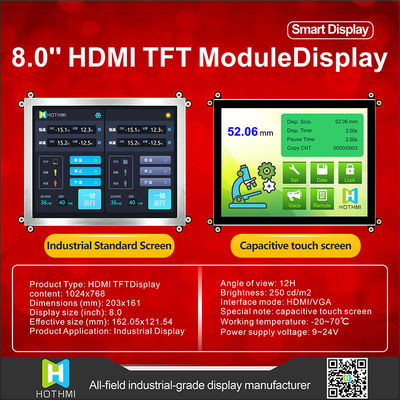 8-calowy HDMI TFT LCD 1024x768 Czytelny w świetle słonecznym do zastosowań Wyświetlacz przemysłowy