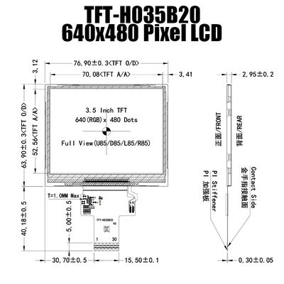 Panel wyświetlacza TFT o przekątnej 3,5 cala IPS 640x480 ST7703 do komputerów przemysłowych