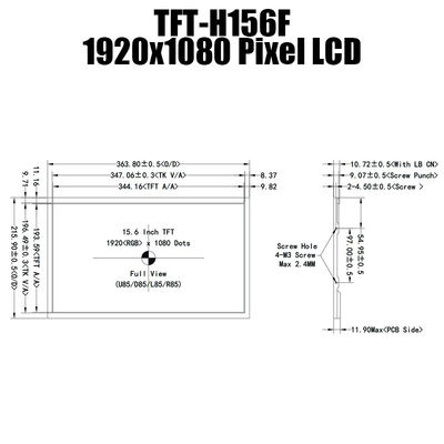 Panel wyświetlacza TFT o przekątnej 15,6 cala IPS 1920x1080 LVDS