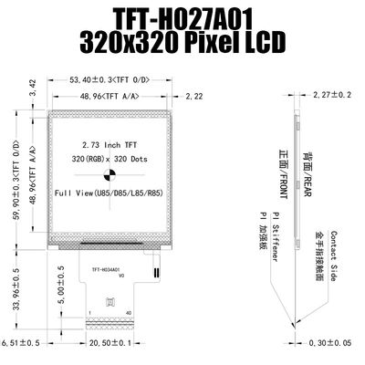 2.7 cali IPS 320x320 czytelny światło słoneczne TFT Panel wyświetleniowy MCU do kontroli przemysłowej